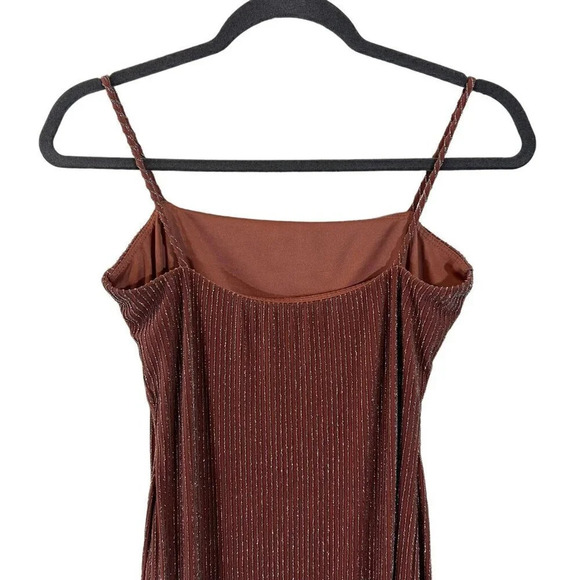 Windsor Metallic Striped Bodycon Dress Size Medium Sleeveless Midi Cocktail - Picture 4 of 10